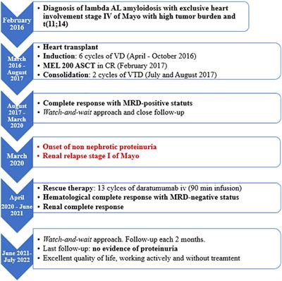Case Report: Renal relapse after heart transplantation, induction, and autologous stem cell transplantation in a patient with AL amyloidosis with exclusive cardiac involvement